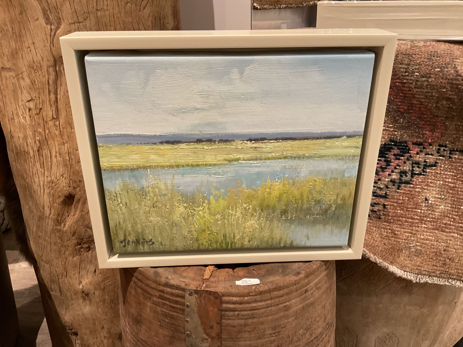 Original Art, 8 x 10 framed landscape, Marsh, Off-White frame