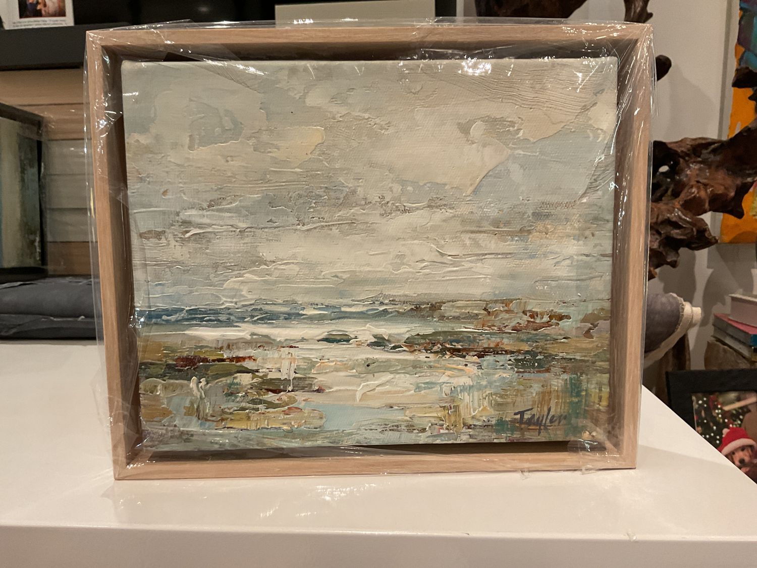 Original Art, 8 x 10 framed abstract, Lt Wood Frame