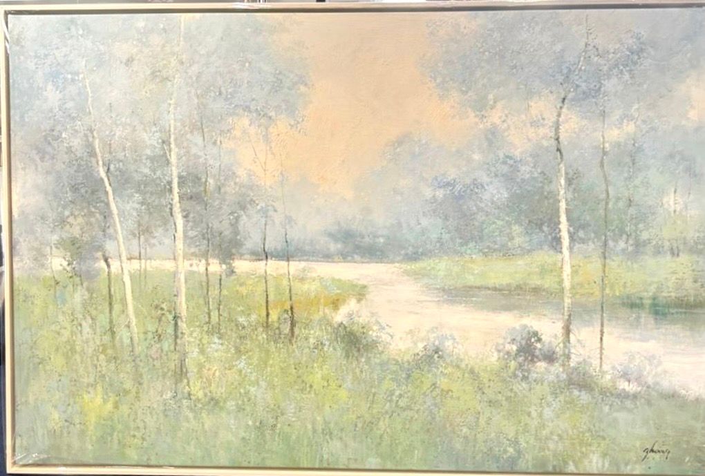 Original Art, 40" x 60" framed, Birch Trees