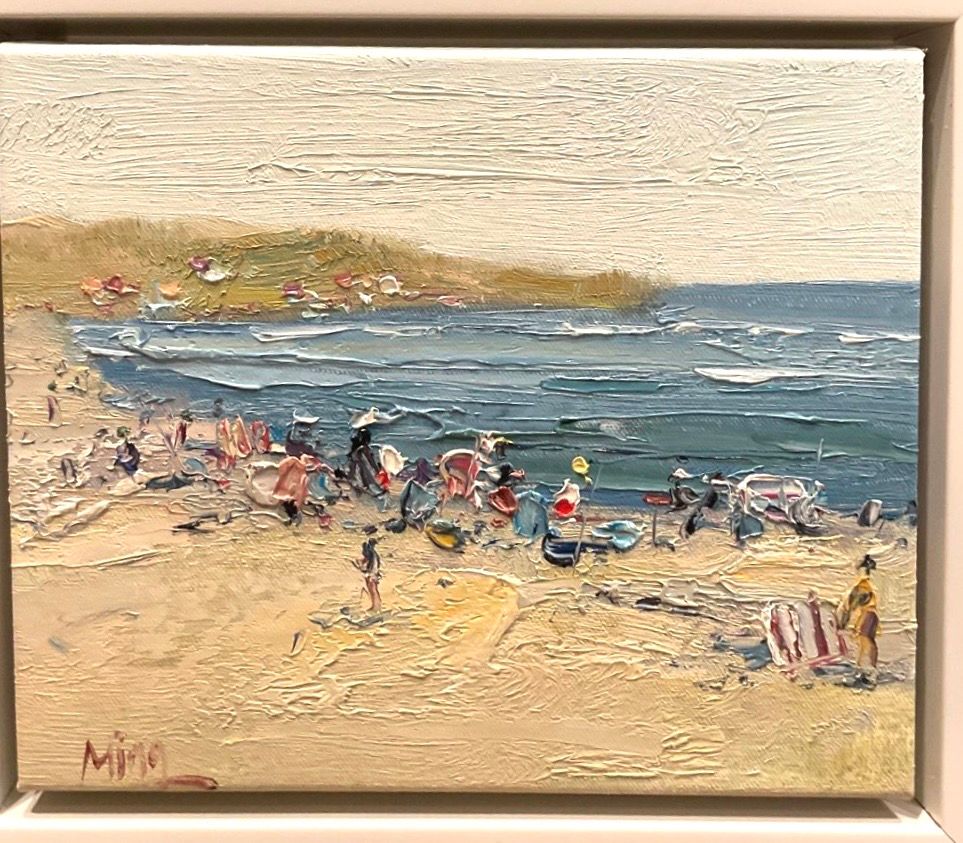 Original Art, 8 x 10 , Day at Beach, Off- White Frame