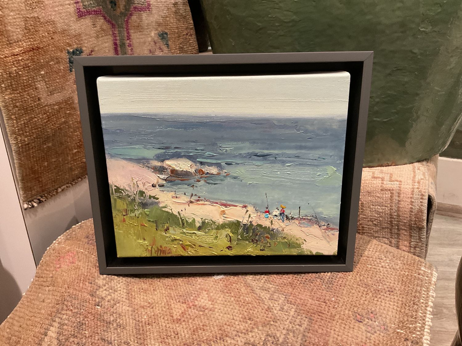 Original Art, 8 x 10 framed landscape, Dr Gray Frame, Ocean Fishing