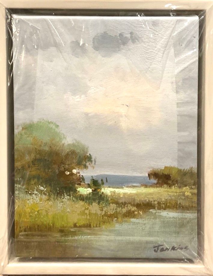 Original Art, 8 x 10 framed landscape, off- white frame