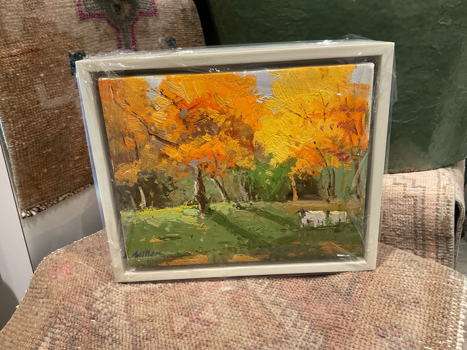 Original Art, 8 x 10 , Autumn Sheep, Off-white Frame