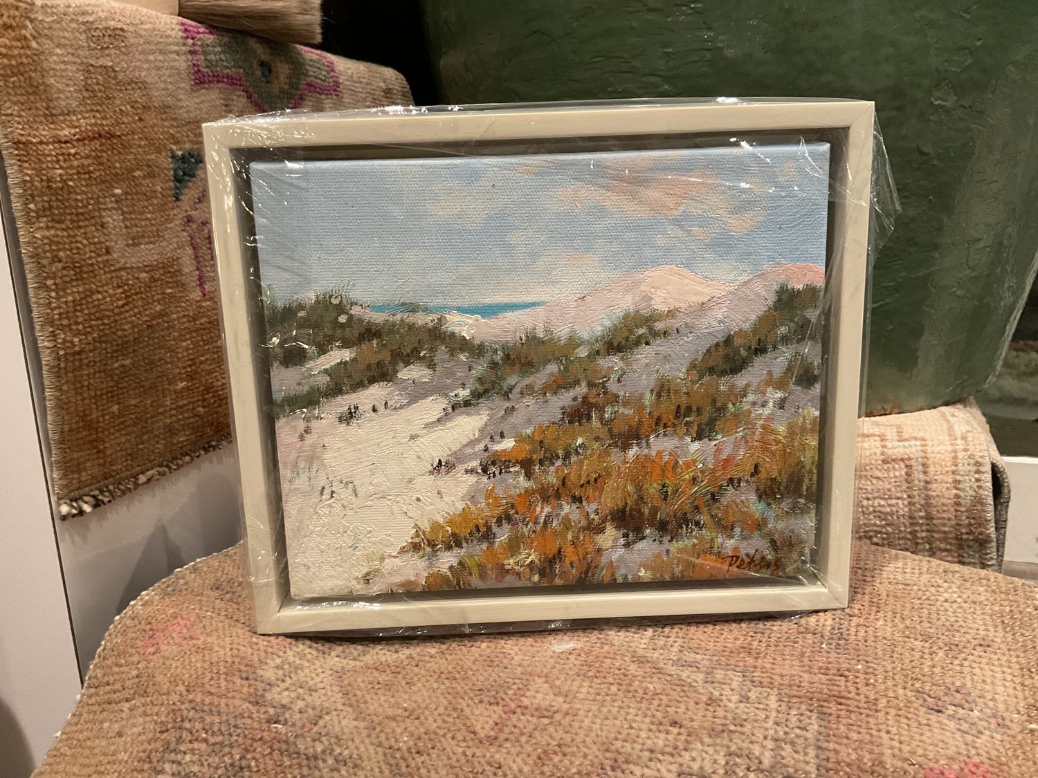 Original Art, 8 x 10 framed landscape, Off- White Frame
