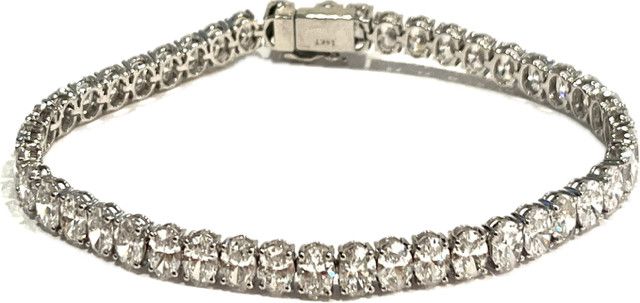 Bracelet, Lab Dia 14.36ct, Oval Tennis Bracelet in 4 Prong Setting and 11.74 14kWG 7"
