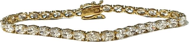 Bracelet, Lab Dia 8.57ct 7.65 14k YGOval Tennis Bracelet in 4 Prong Setting 7"