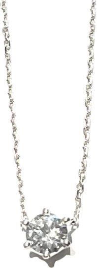 Necklace, Lab Dia  1.02ct, 16"-17" Adjustable, 3.08 14kWG, Round Cut 6 Prong Starburst Setting