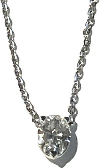 Necklace, Lab Dia  .72ct, 16"-18" Adjustable, 2.9 14kWG, Oval Cut 3 Prong Starburst Setting