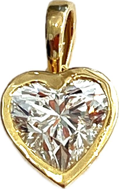 Pendant. Lab Dia 3.02ct, 2.34 14kYG, Heart Bezel Setting, E/F Color