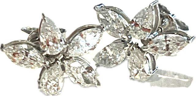 Earrings, Lab Dia, 1.91 ct, Size 7, 5 Marquise Flower Shape, 2.73 14kWG