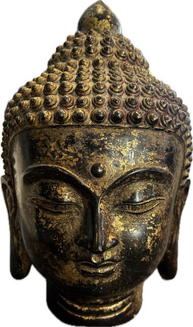 Bronze Buddha Head 9"H
