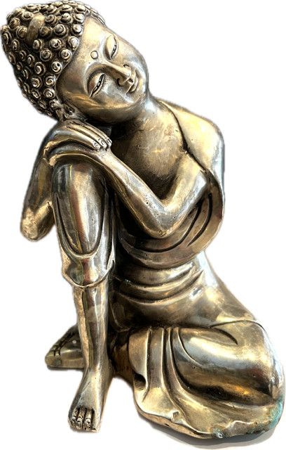 Sitting Buddha Silver 6"H