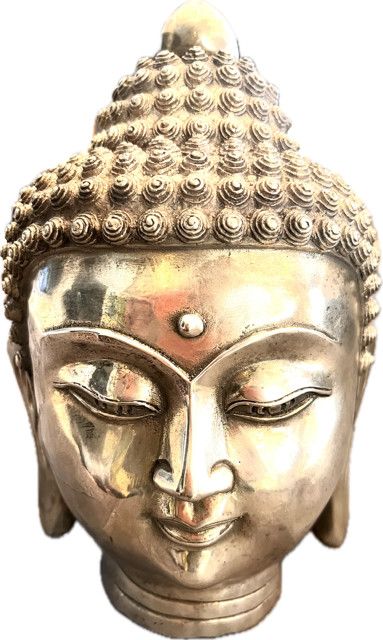Buddha Head Silver 9"H