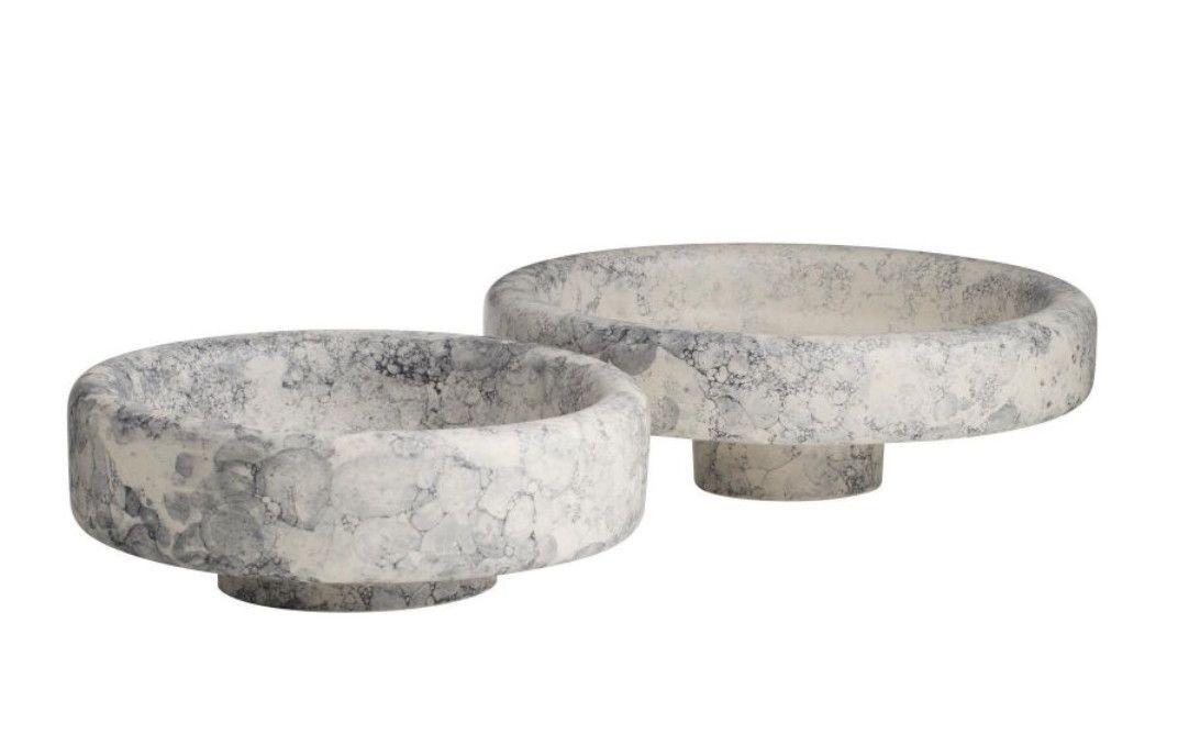Centerpiece Artisan Glazed in a bubble finish Dia: 12.5 in x H: 4.5 /Dia: 14.0 in x H: 4.5 in