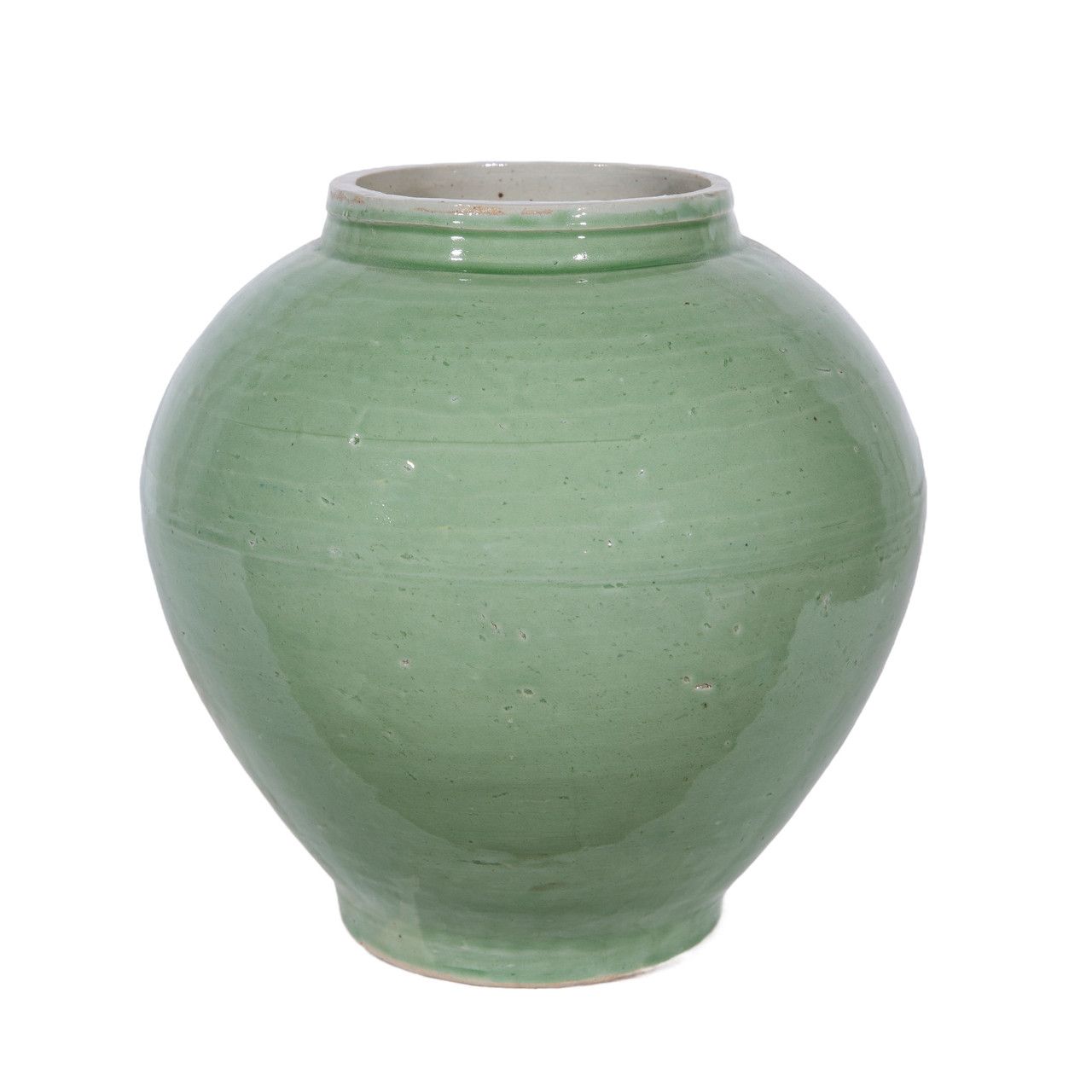 Mint Green Crackle Round Jar 10.5"H x 10.5"W