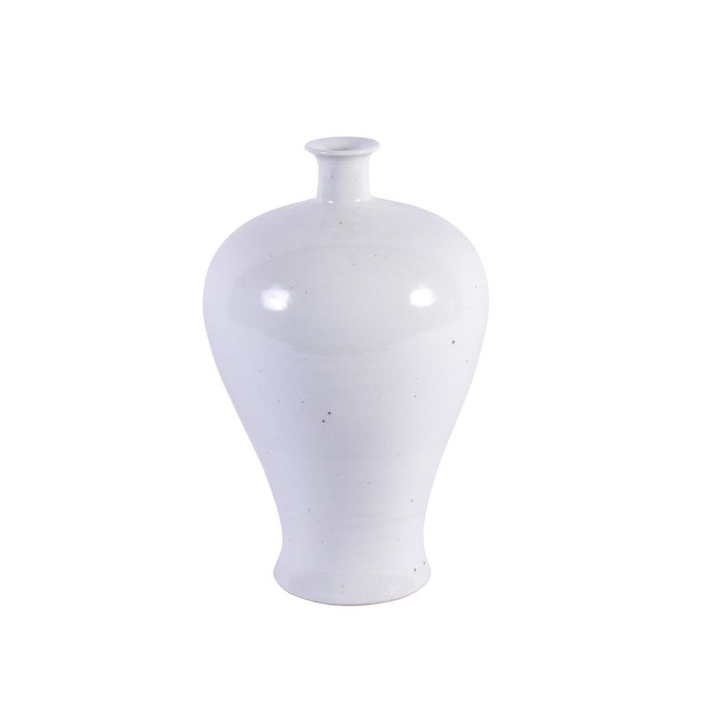 Matte White Plum Vase Porcelain 15"H x 7" W