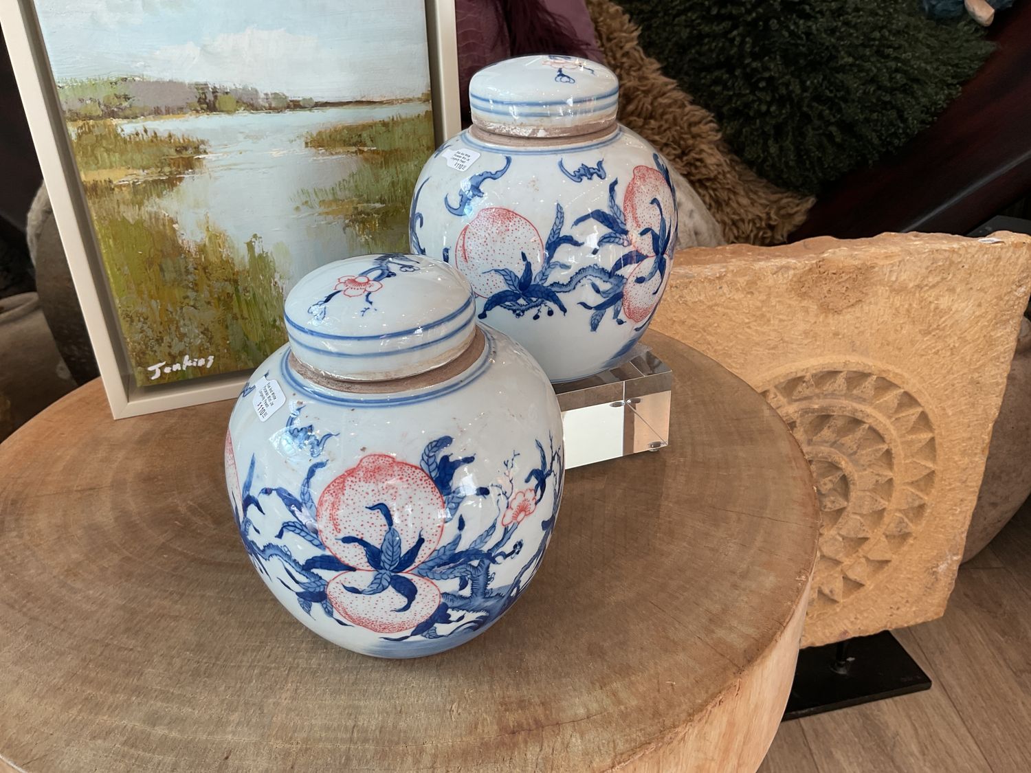 Blue And White Porcelain Mini Jar Longevity Peach