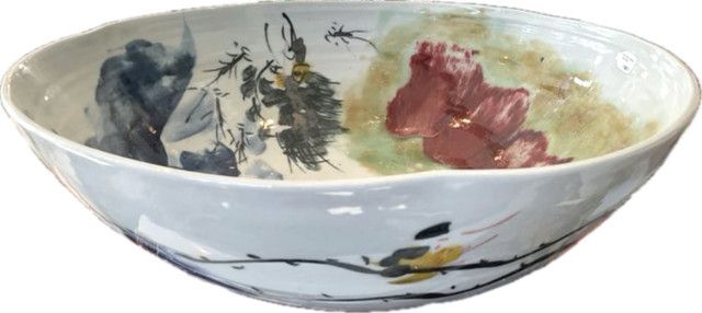 Swirl Bowl Oxblood Lotus Small, 16" D x  5" H