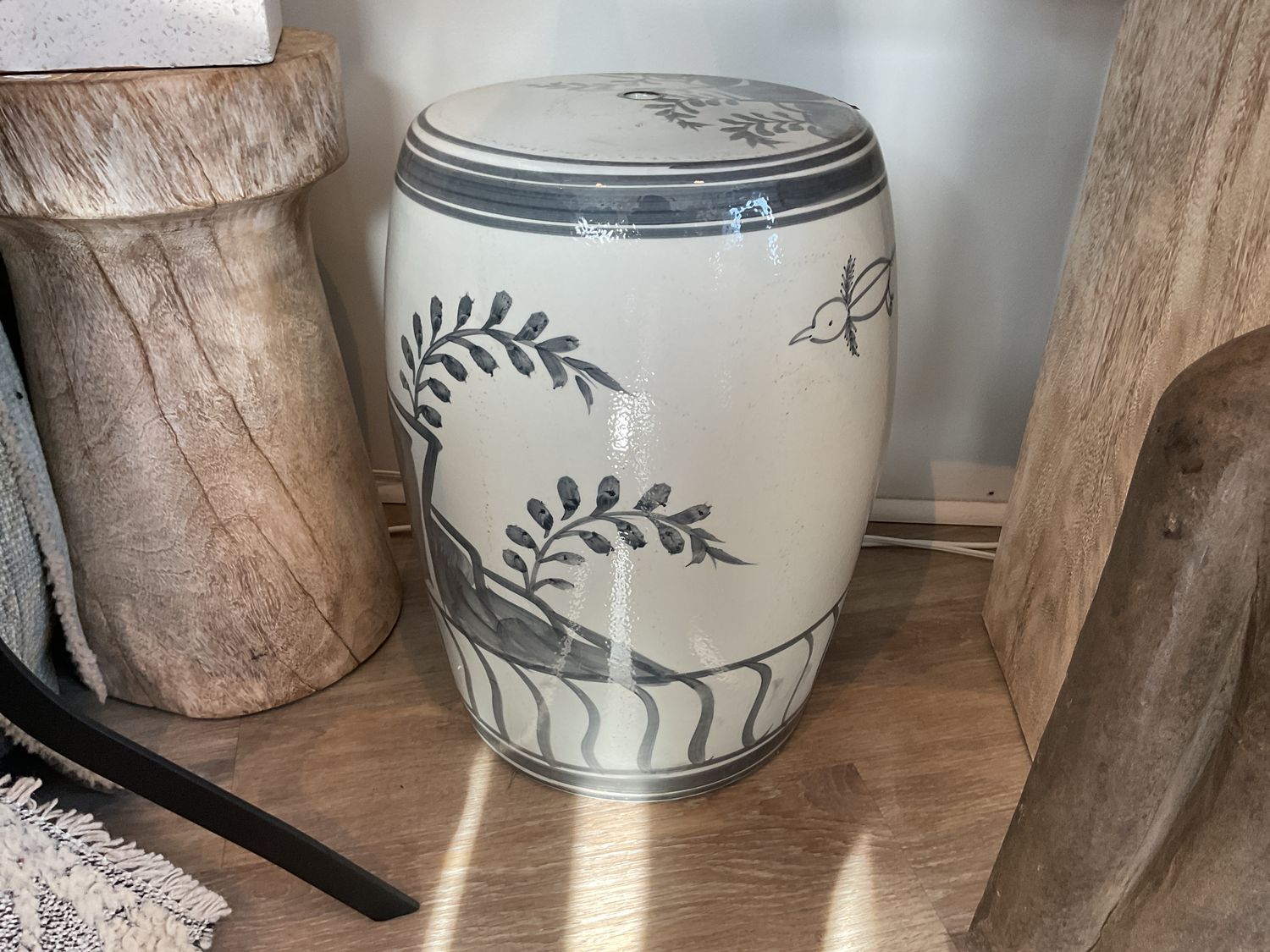 Charcoal Garden Stool Flying Bird