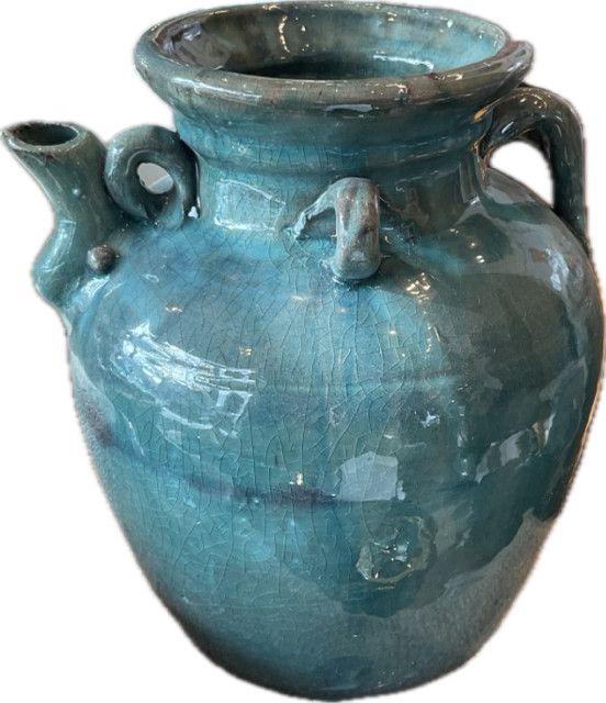 Vintage Green Oil Pot Small 9"H x 8" W