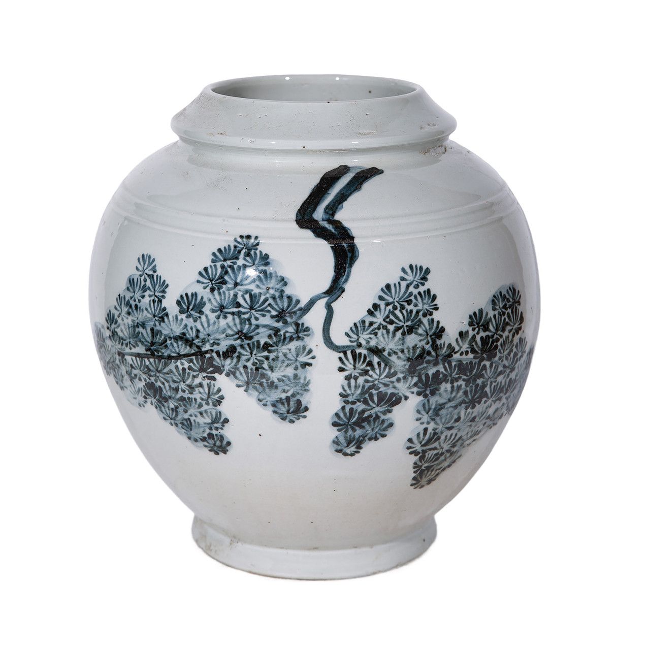 Indigo Blue Small Pine Jar 11"H x 10.5"W