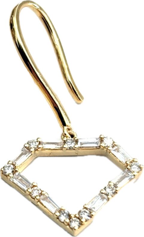 Earrings, .44ct Lab Dia, Diamond Shape on Wire, 14KYG 1.88 g. wt.