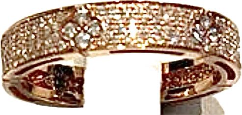 Ring, Sz 7, Princess Floral &amp; Pave .56ct Lab Dia, Channel Set 14K Rose Gold 2.65 g. wt
