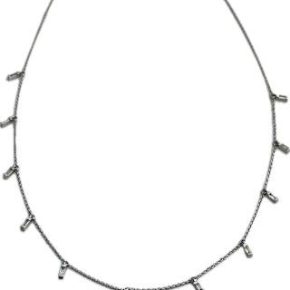 Necklace, WG Bagettes, Adjustable 16, 17, 18" 14KWG w/.39ct Lab Dia baggettes 3.26 g. wt.