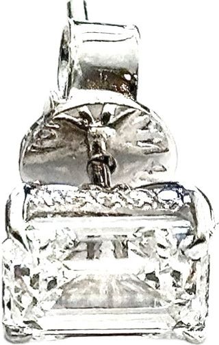 Earrings, Emerald Cut Studs, 2.28ct (1.14 ea) E/F Color, VS Lab Dia Studs, 14KWG 4 Prong Martini Dia Setting