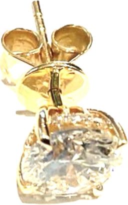 Earrings, YG Brilliant Cut Studs, 2.16ct (1.08 ea) E/F Color, VS Lab Dia Studs, Brilliant Round 14KYG 4 Prong Martini Dia Setting