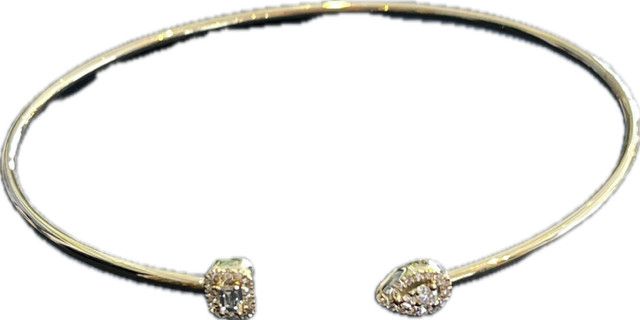 Bracelet, 14kYG Bangle, Pear and Baguette Pavé Accent 15ctw