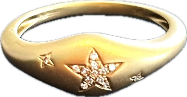 Ring, Sz7, 14kYG Dome in Satin finish with Pavé Star, .03ctw