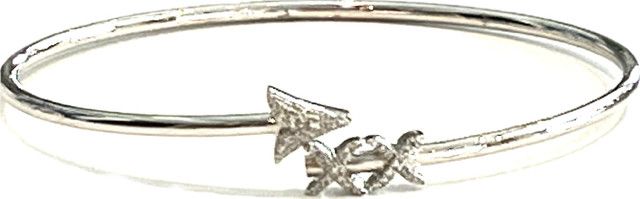 Bracelet, 14kWG Bangle with Pavé X's and Arrow .12ctw