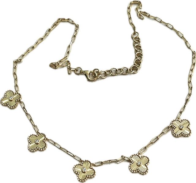 Necklace, 5 Quadrafoil 14kYG  on 18" Chain