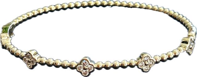 Bangle, Beaded 5 Floral 14kYG .60 Dia