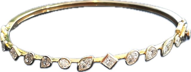 Bangle, Multi Shape Bezel Set 14kYG 1.68 Dia