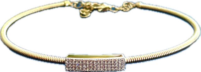 Bracelet, Pave Accent on Texture 14kYG Wire .15 Dia