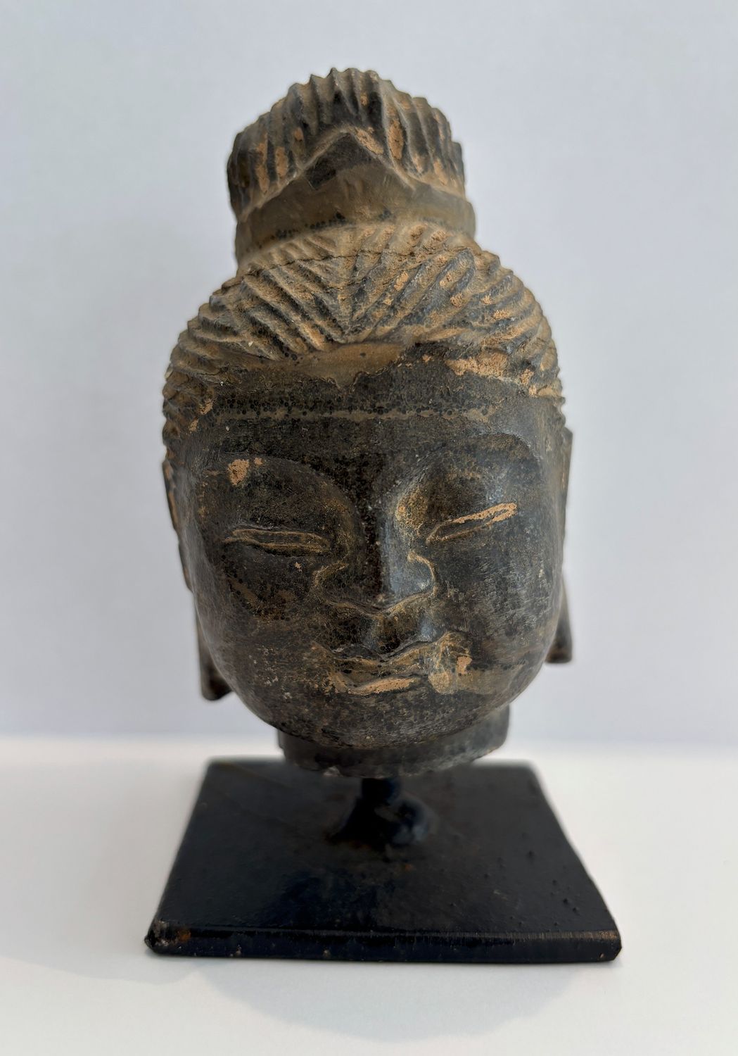 Buddha Head on Stand, Stone, Sm  5"H