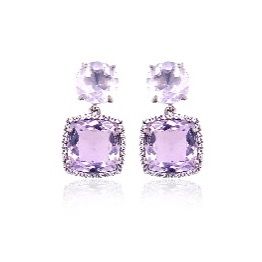 Earrings  Rose de France Amethyst, Lilac Opal Amethyst (17.1 cts), 18k WG Vermeil,  White Topaz Accents