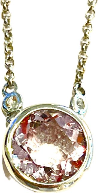 Necklace Pink Amethyst 3.0 ct, 18k WG Vermeil