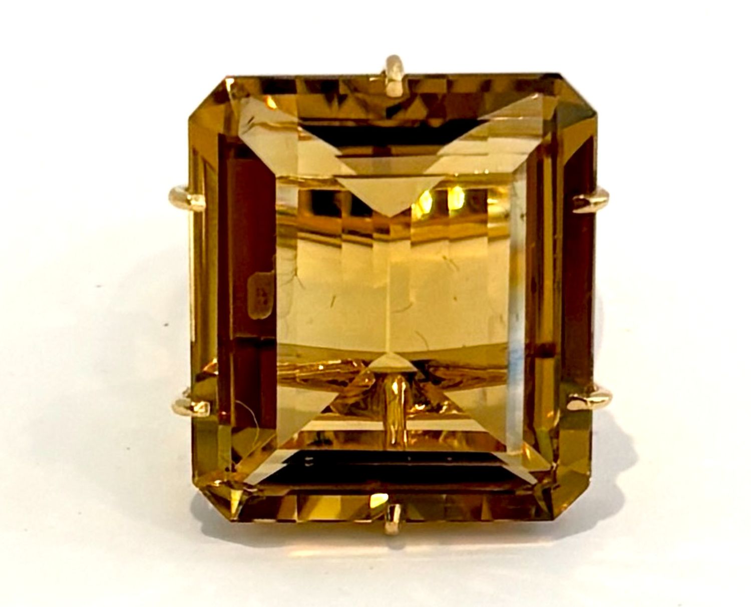 Ring Sz 6 Champagne Citrine 27.0 ct, 18k YG Vermeil