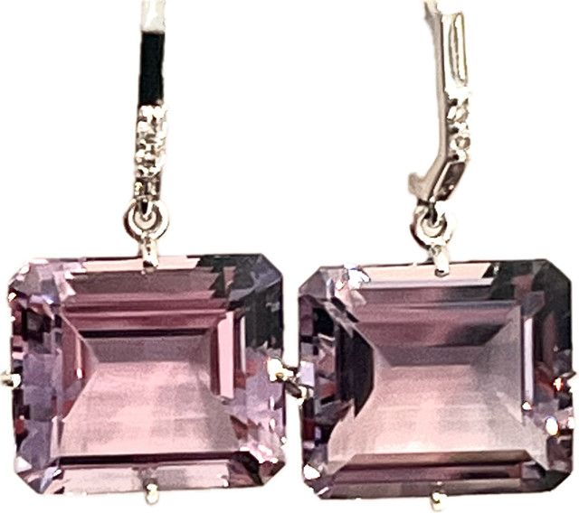 Earrings  Amethyst (26.7 cts), 18k WG Vermeil,  White Topaz Accents