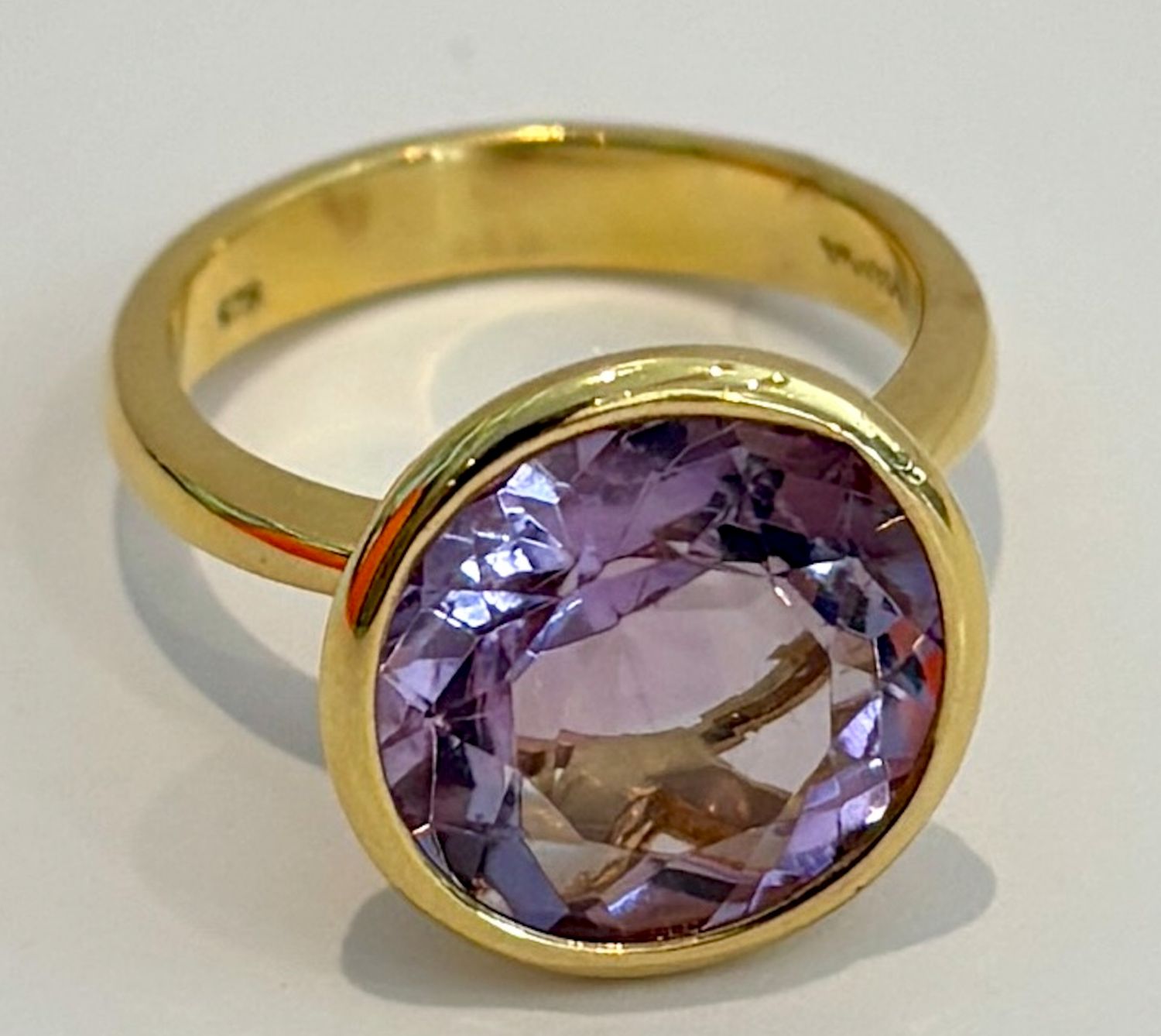 Ring  Rose de France Amethyst Round 6.0 ct 18k YG Vermeil,