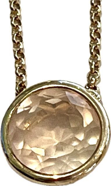 Necklace Rose Quartz 6.0 ct, 18k RG Vermeil