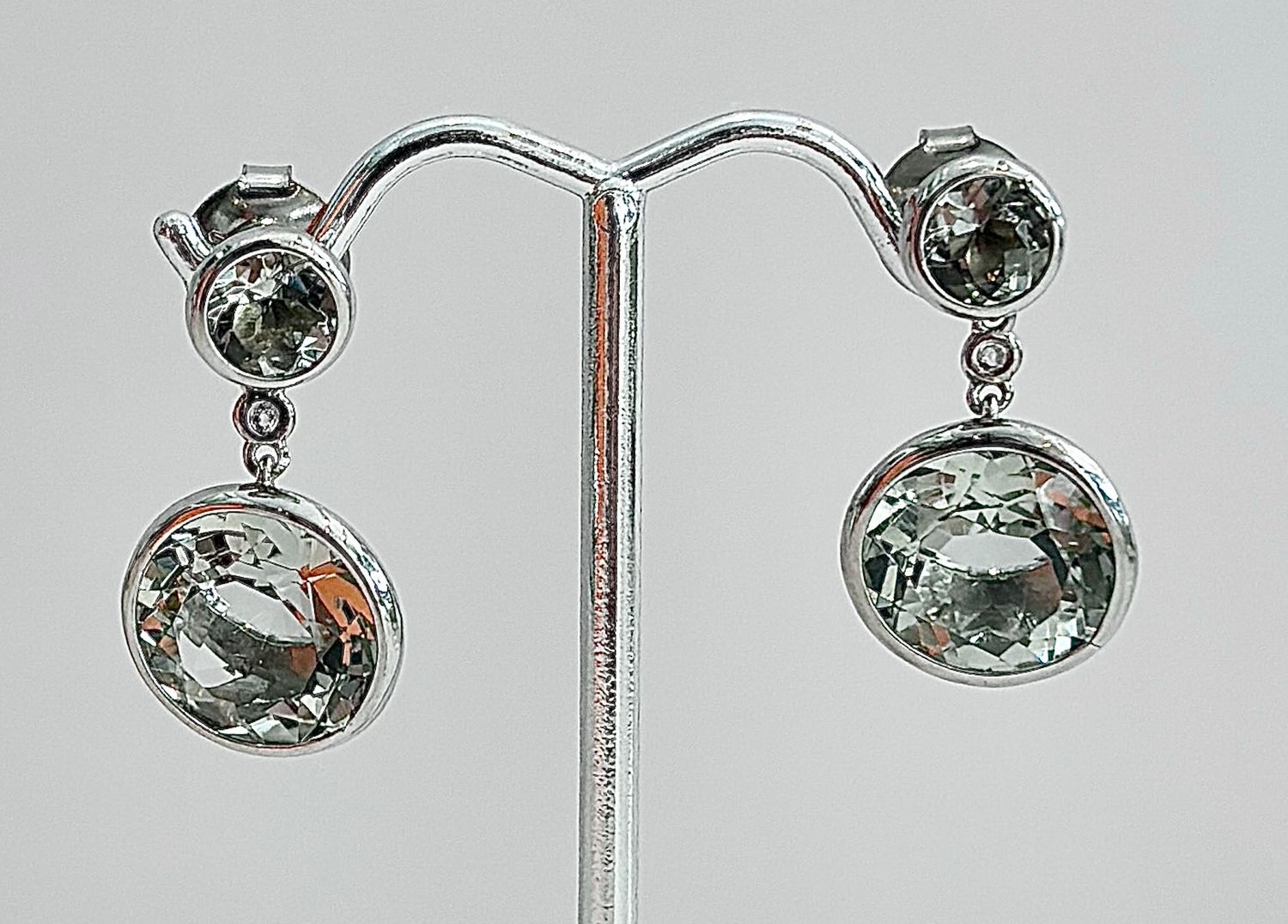 Earrings  Praziolite (14.1 cts),Round Drop,18k WG Vermeil