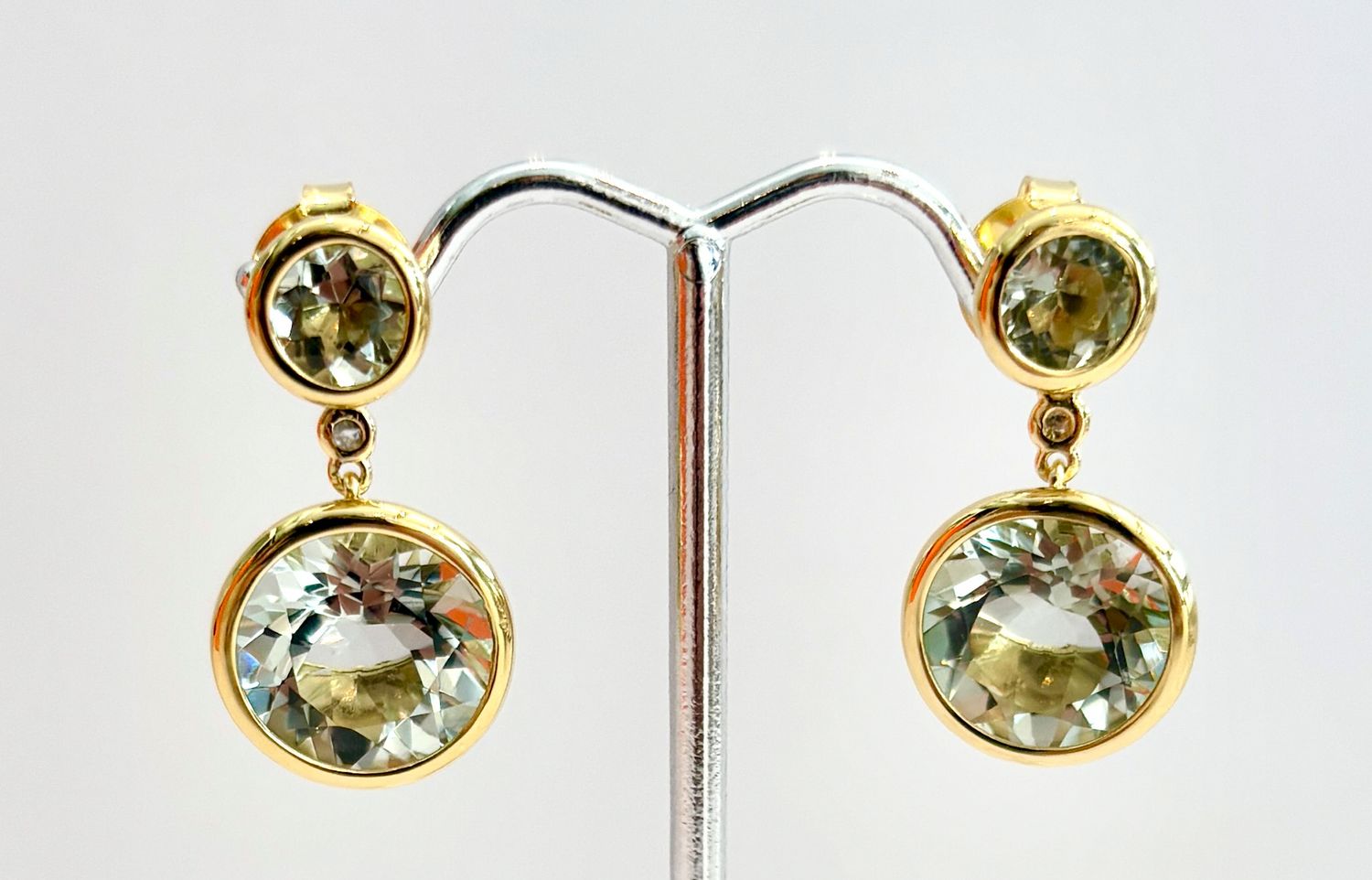 Earrings  Praziolite (14.1 cts), Rnd Drop, 18k YG Vermeil