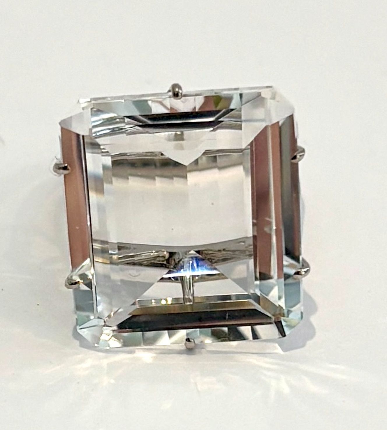 Ring Sz 7.5 Crystal 27.0 ct, 18k WG Vermeil