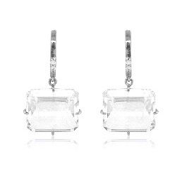 Earrings  Crystal (26.7 cts), 18k WG Vermeil,  White Topaz Accents