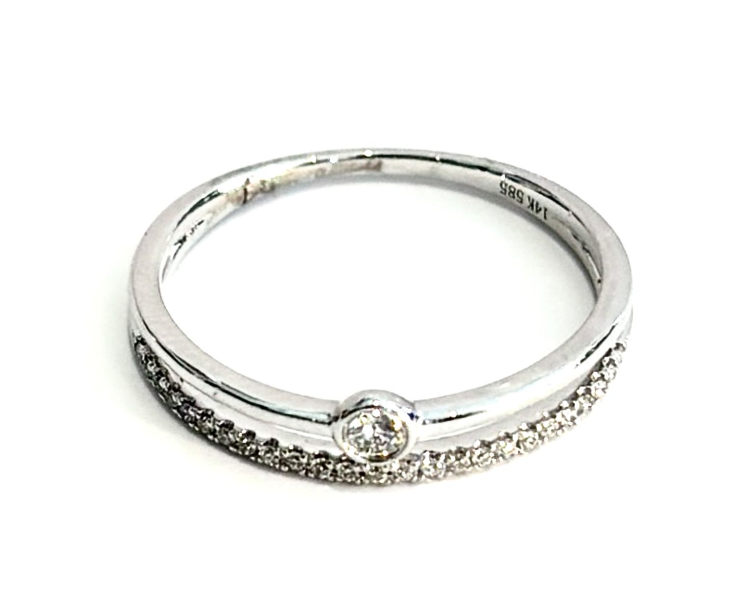 Ring, Sz 6.25, .10ct Lab Dia, 2 Tier 14k WG