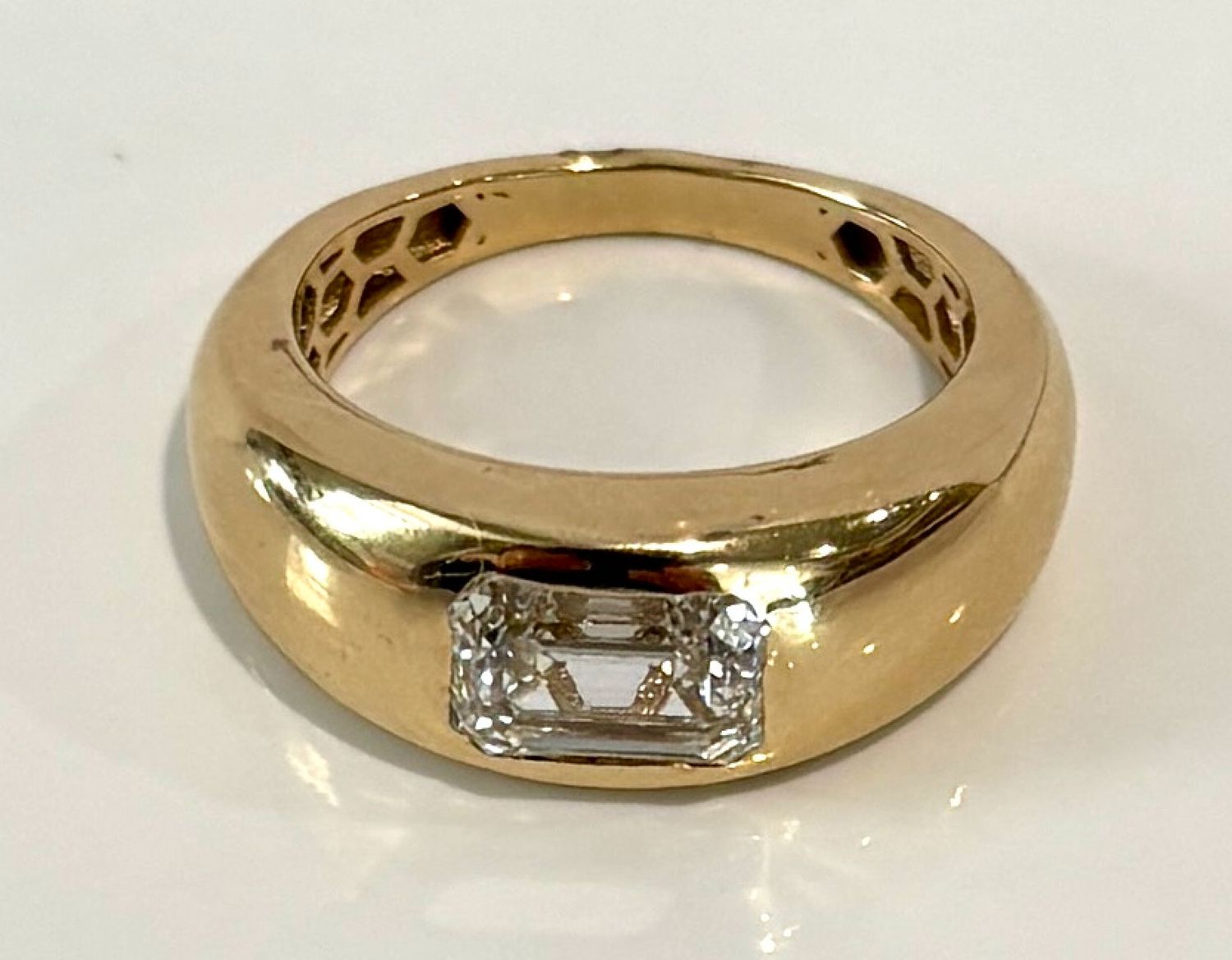 Ring, Sz 6.5 YG 1.5ct Emerald Cut Lab Diamond